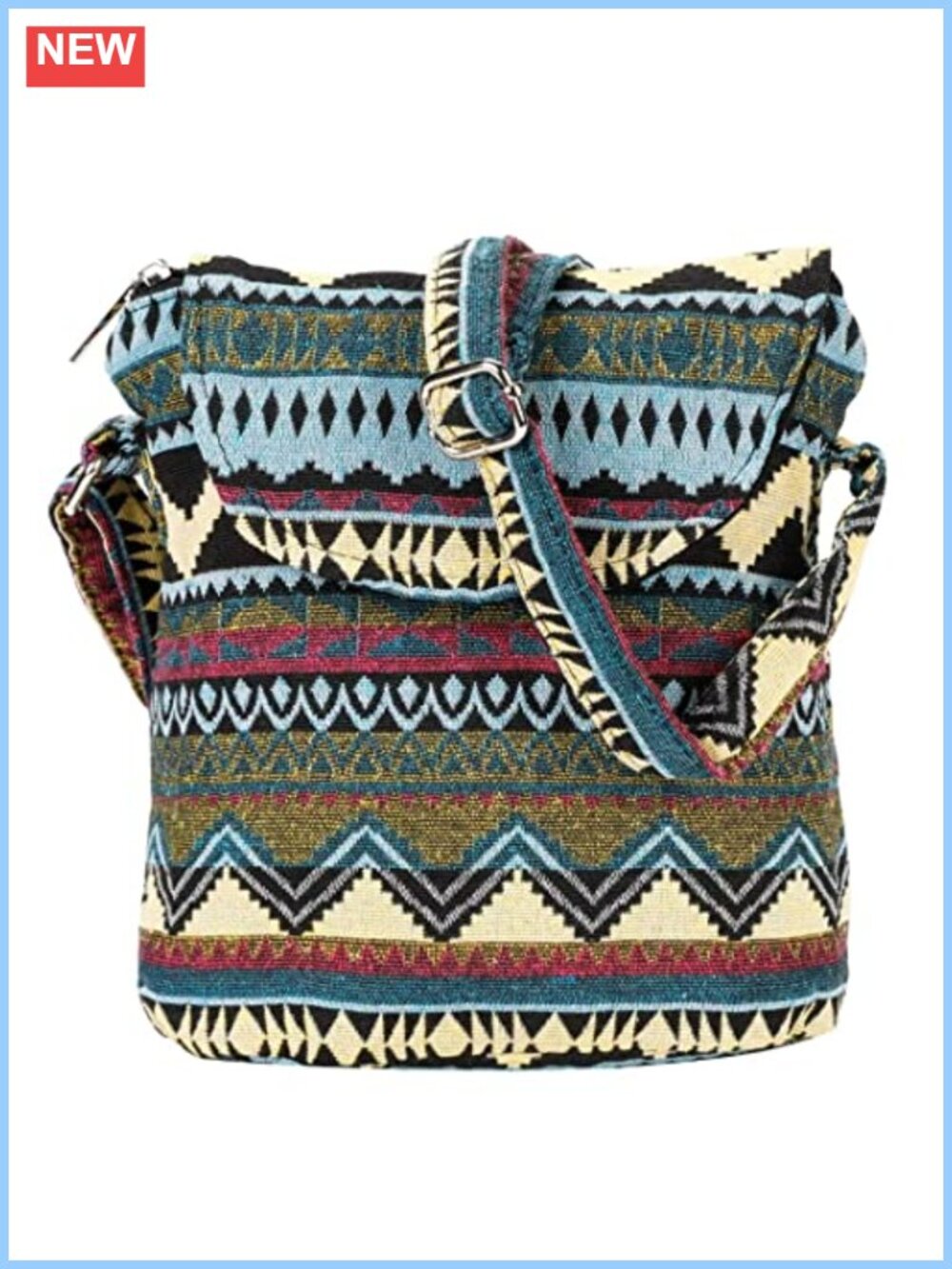 Denim Fabric Crossbody Bag Adjustable Strap Travel Purse Handmade